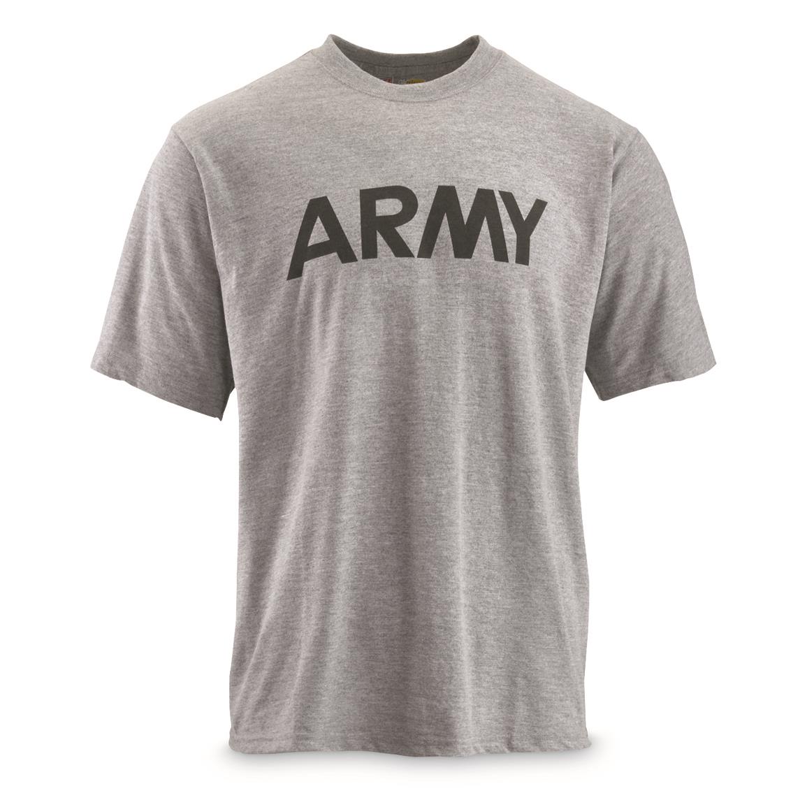 U.S. Army Surplus Moisture Wicking Training T-Shirt, New, Gray