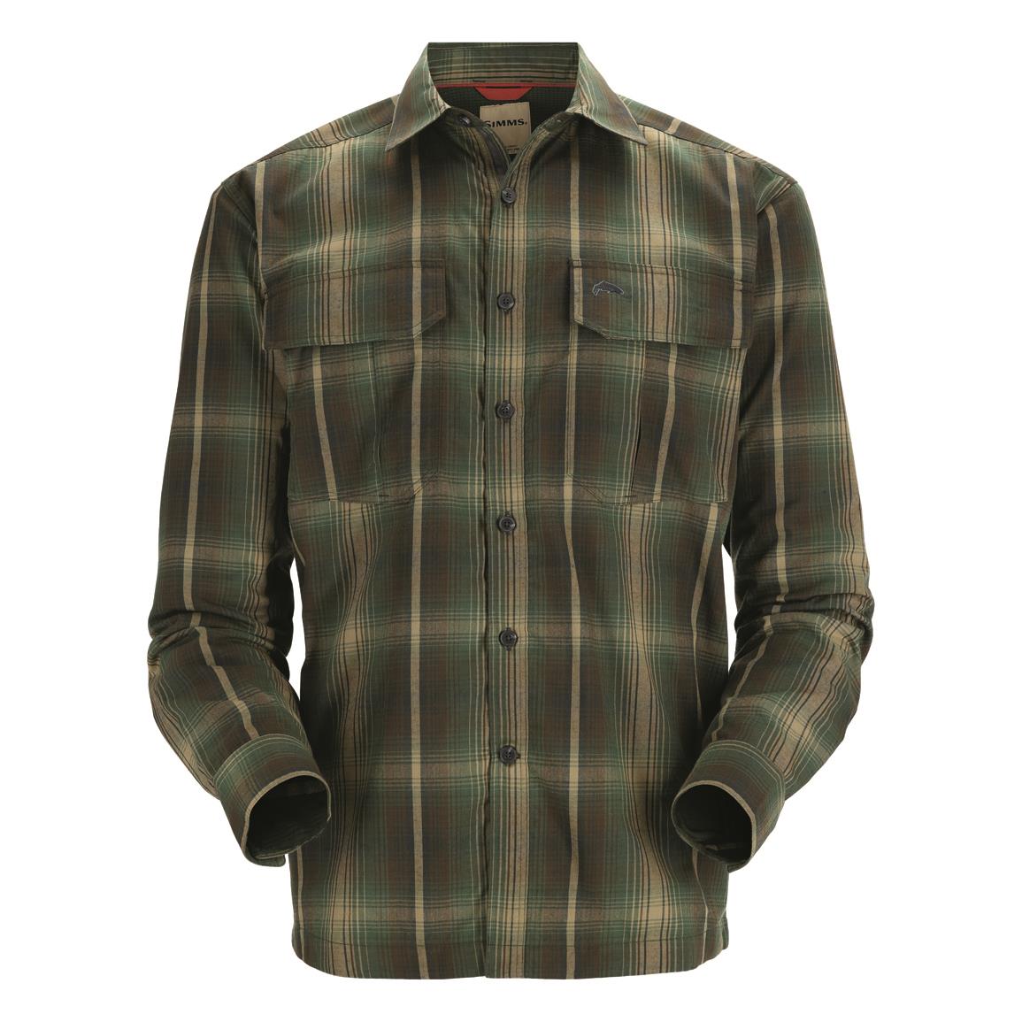 Simms Men's ColdWeather Fleece-lined Shirt, Forest Hickory Plaid