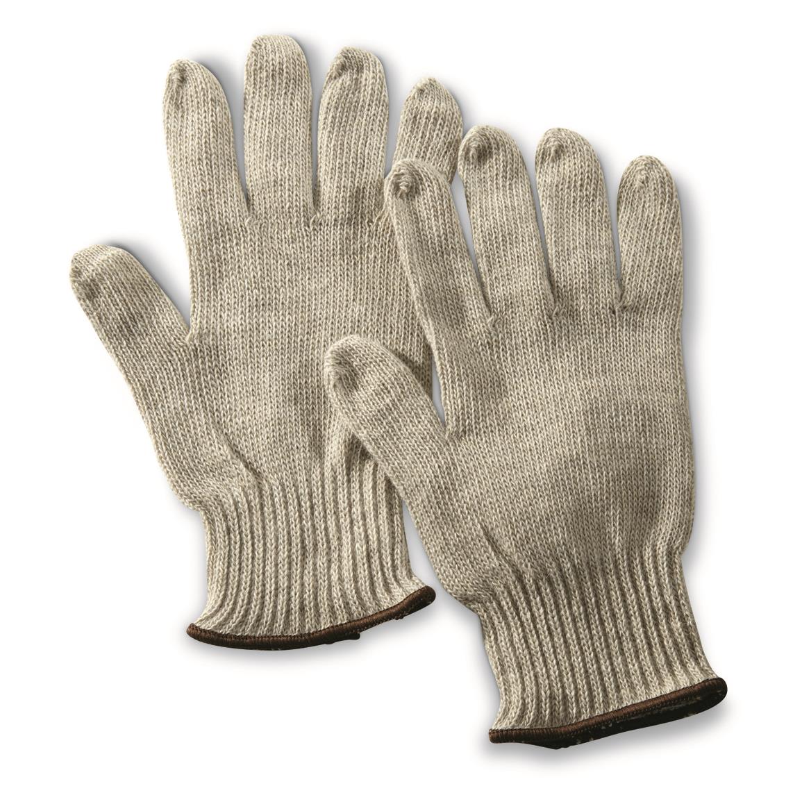 U.S. Military Surplus Merino Wool Gloves, 12 Pairs, New, Heather Gray