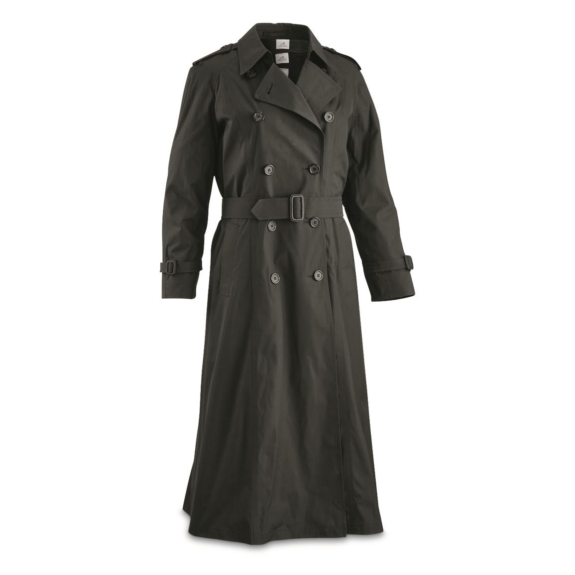 U.S. Army Surplus Womens All Weather Trench Coat, New, Black