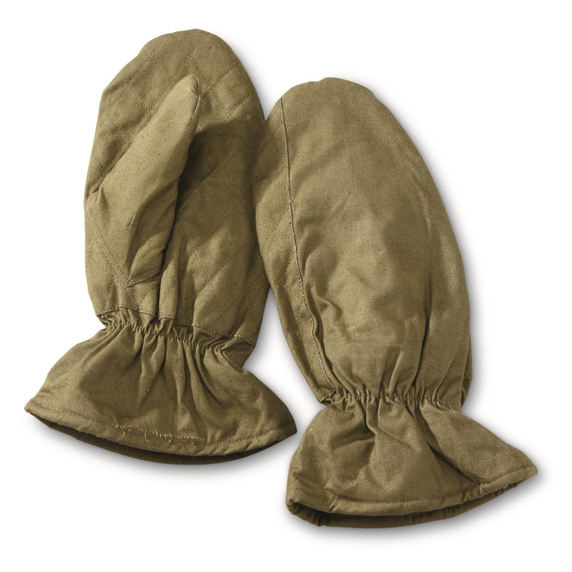 Romanian Military Surplus Fleece Lined Mittens, 2 Pack, New, Olive Drab