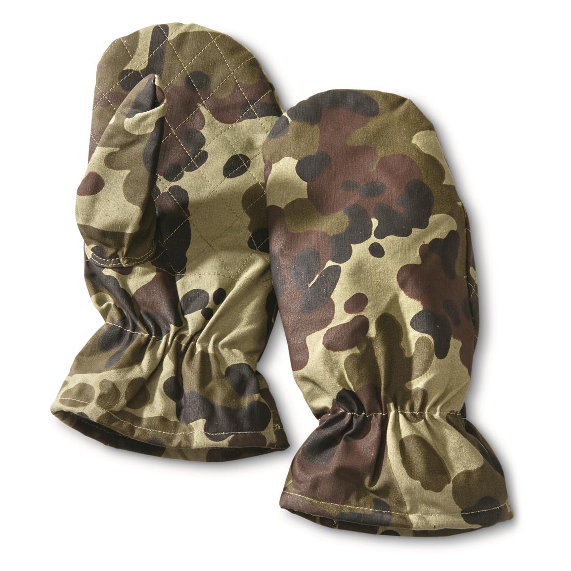 Romanian Military Surplus Fleece Lined Camo Mittens, 2 Pack, New, Woodland