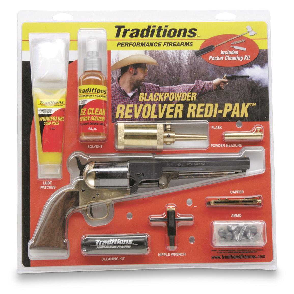 Traditions 1851 Navy Black Powder Brass Revolver Redi-Pak, .44 Caliber