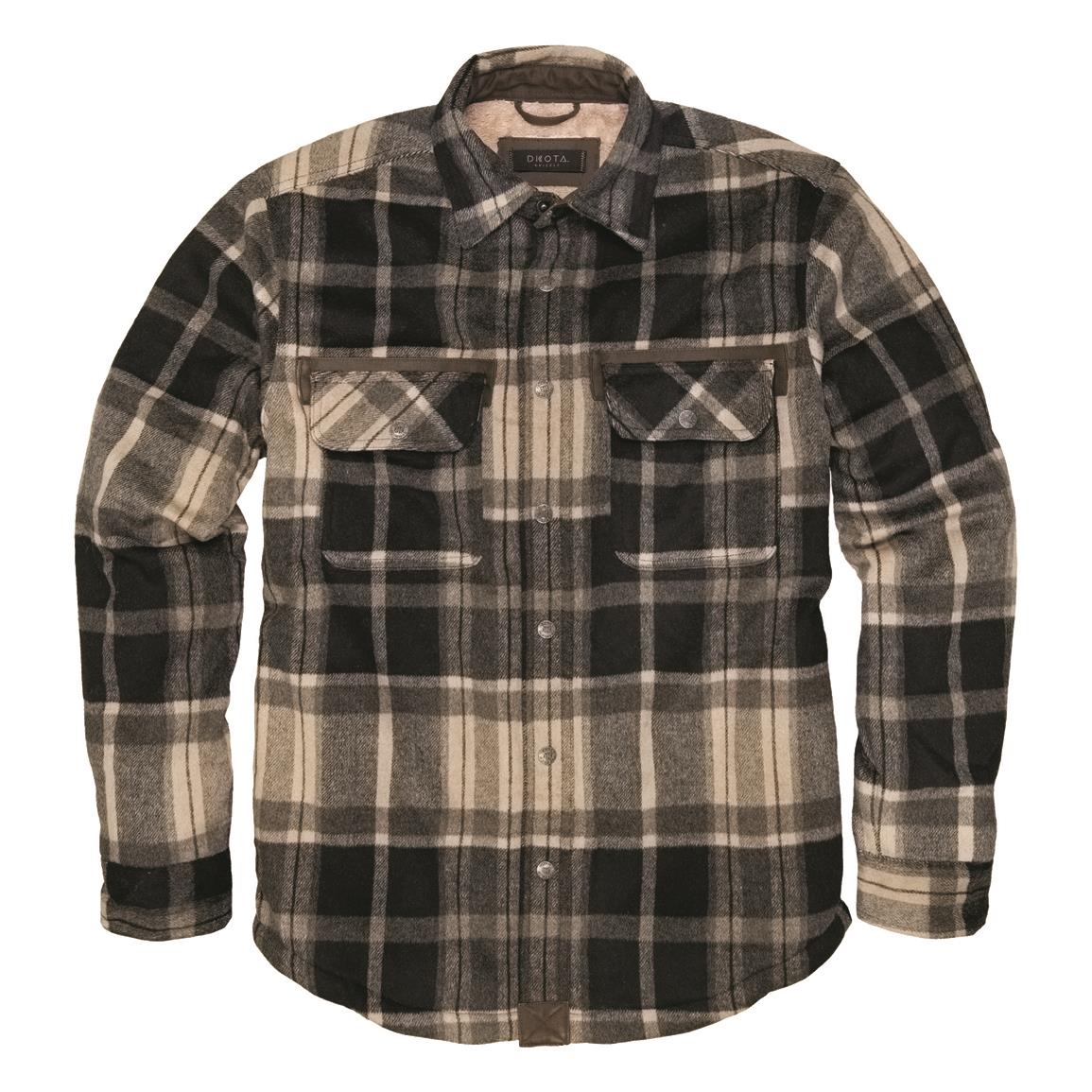 DKOTA GRIZZLY Men's Burke Wool-blend Sherpa-lined Shirt Jacket, Charcoal