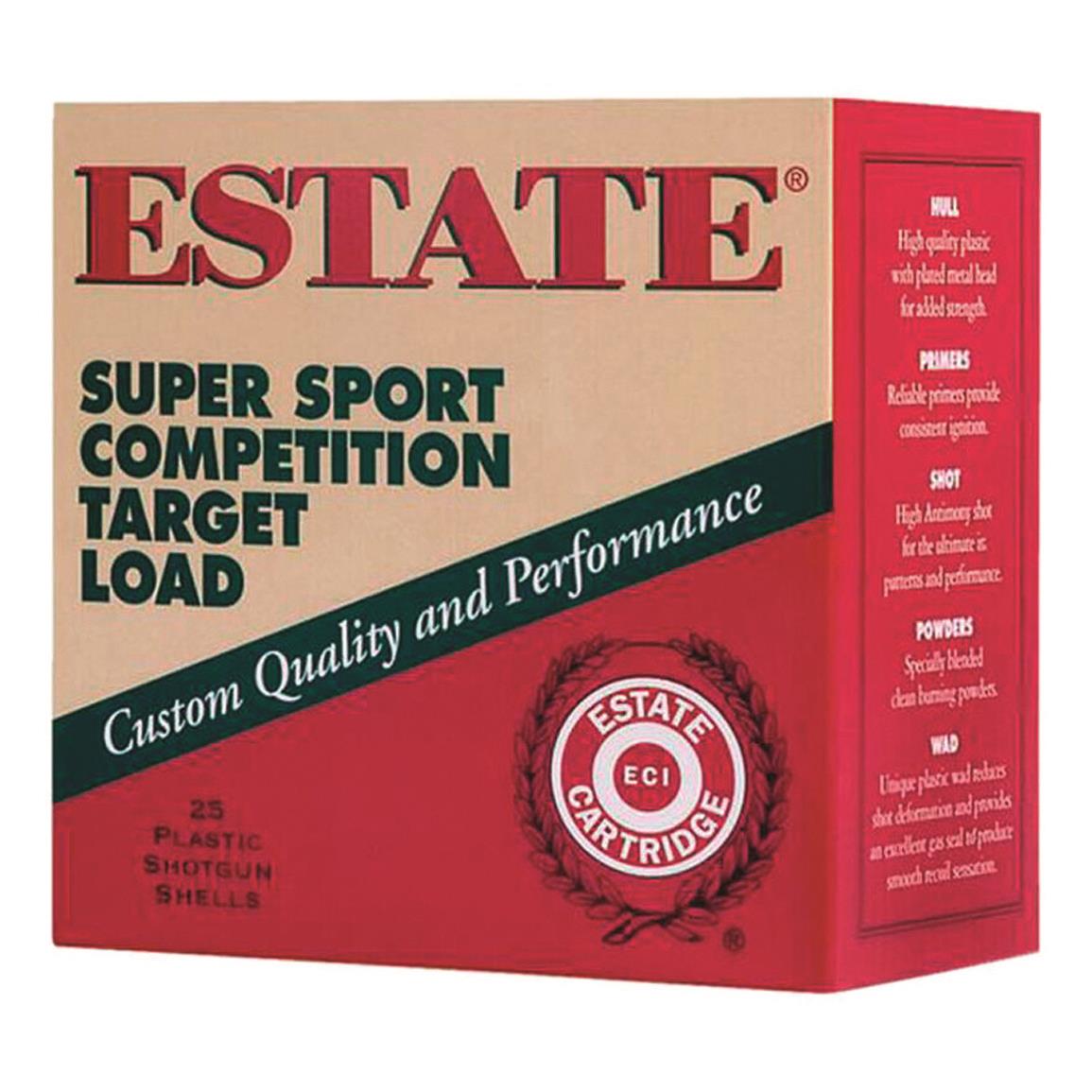 Estate Cartridge Super Sport Competition Target Load, 12 Gauge, 2 3/4", 1 1/8 oz., 250 Rounds