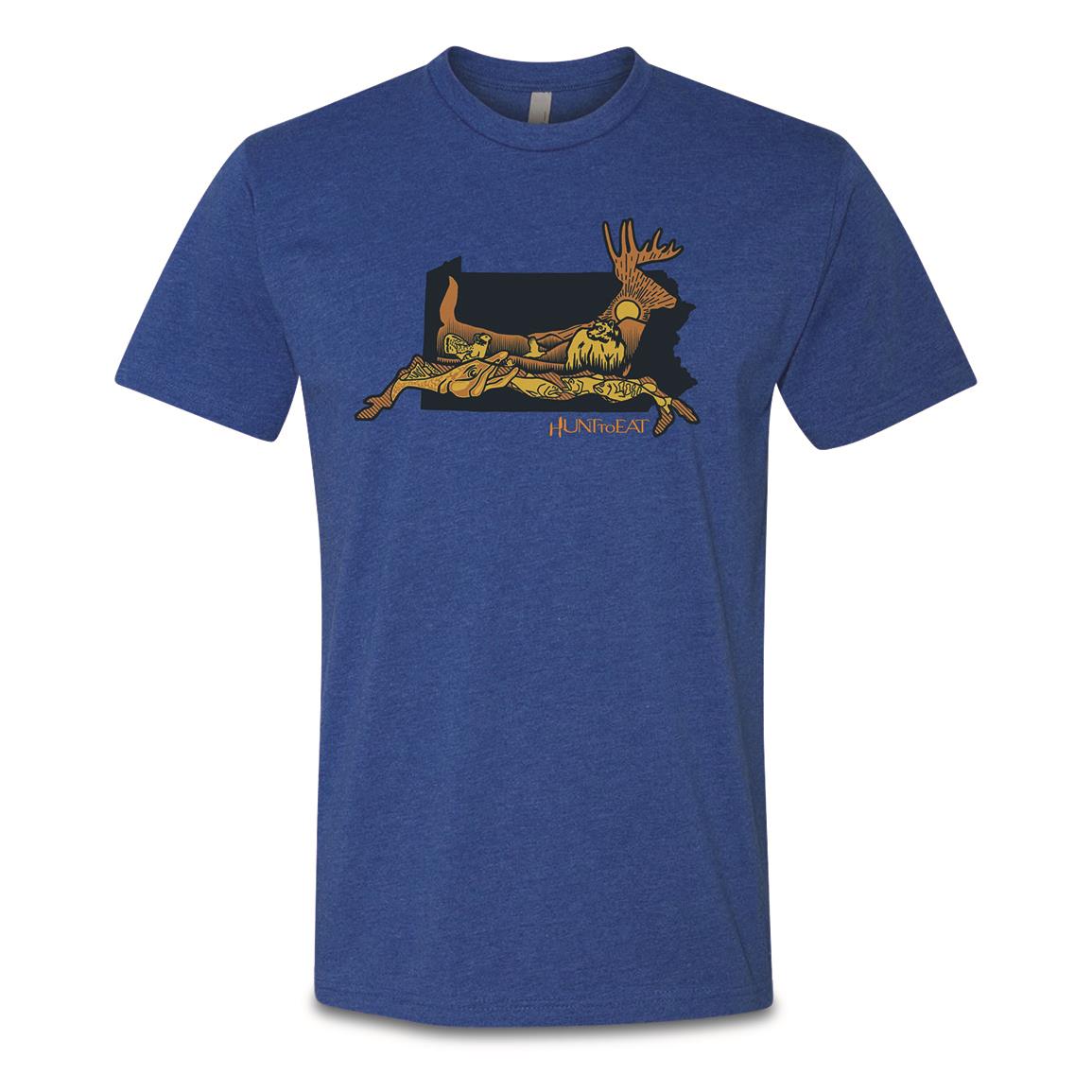 Hunt to Eat Men's Pennsylvania Wild State Shirt, Royal Blue