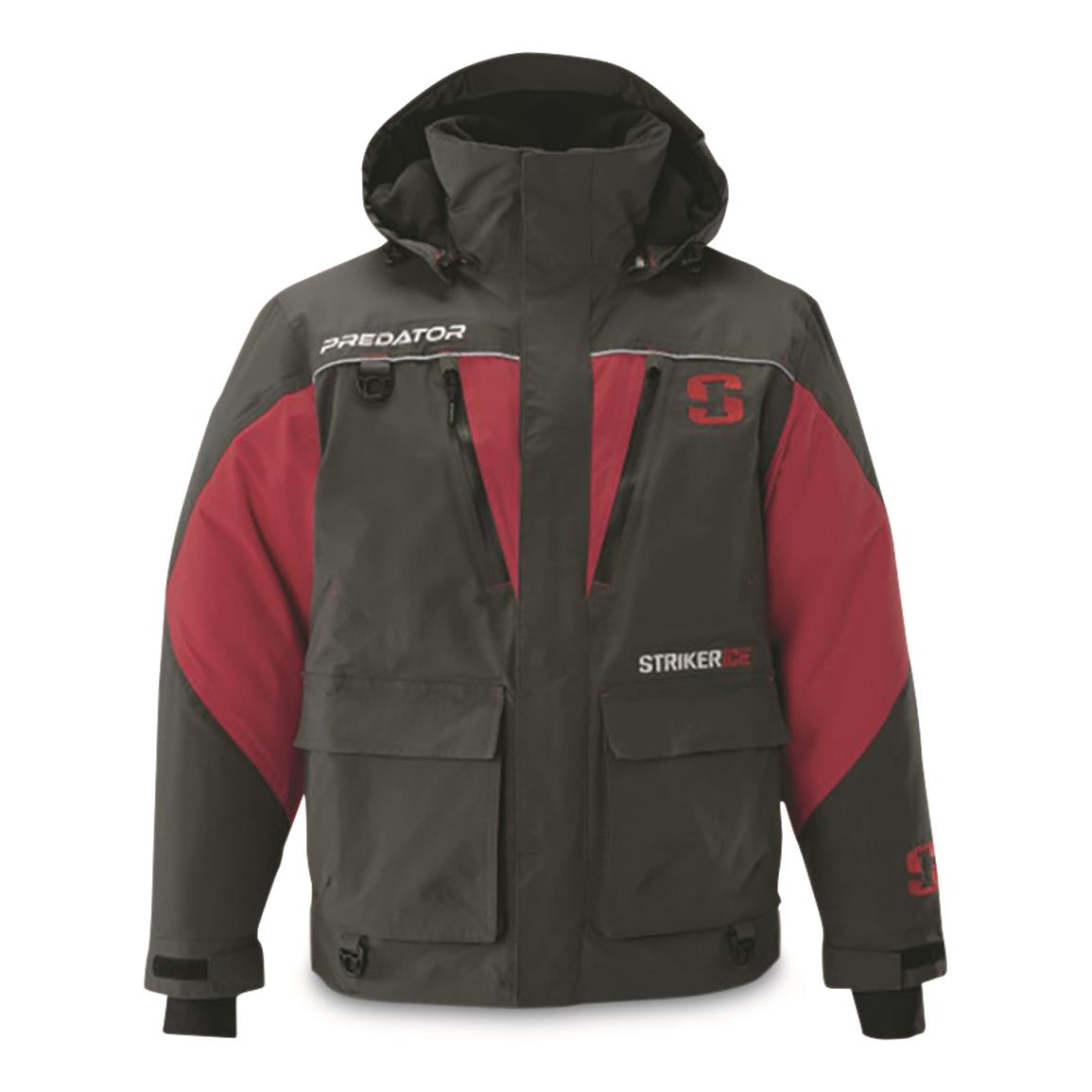 StrikerICE Men's Predator Ice Fishing Jacket, Charcoal/red