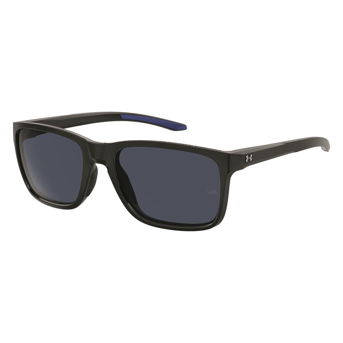 Under Armour Hustle Sunglasses, Shiny Black/blue Avio