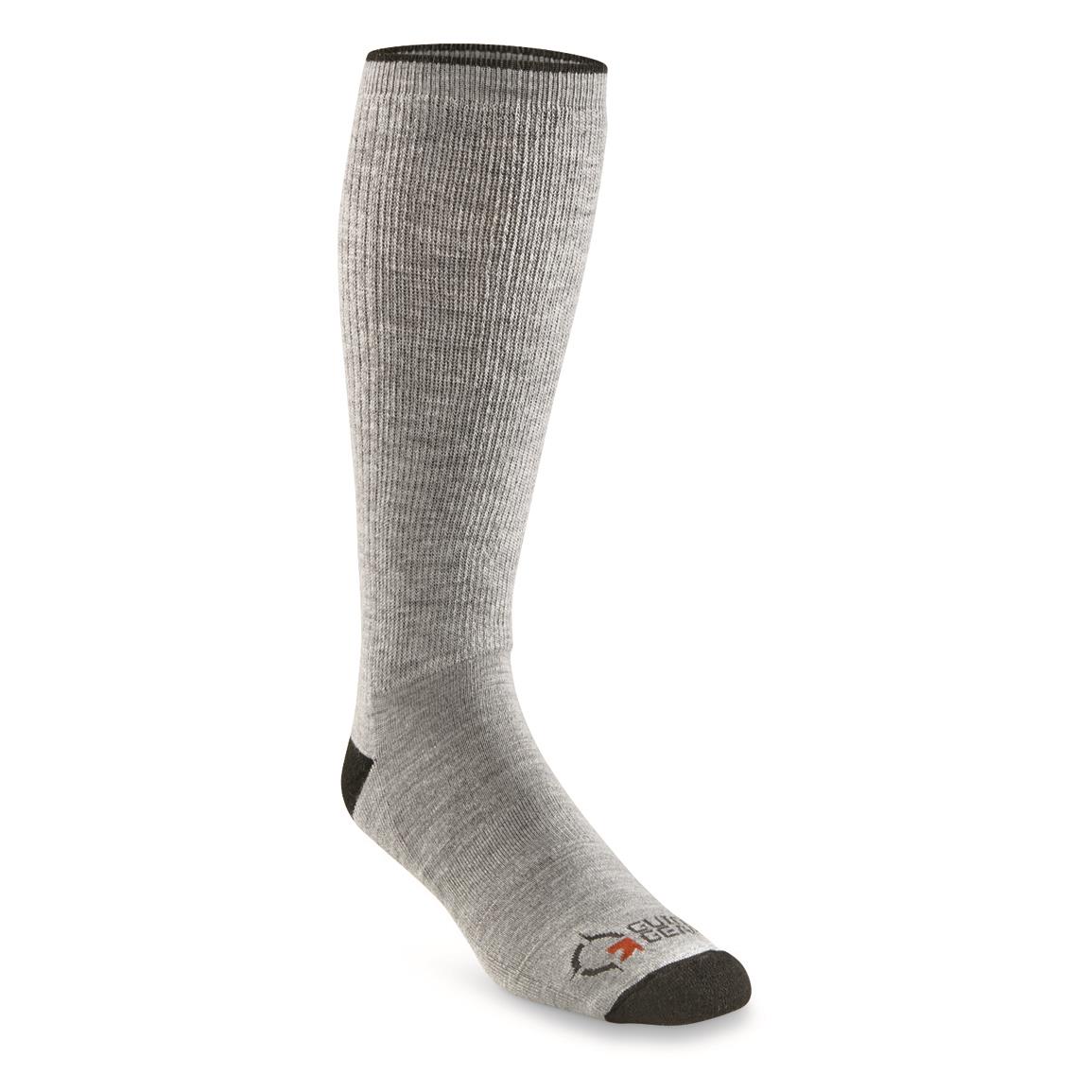 Men's Guide Gear Merino Wool Blend Midweight Boots Socks, 3 Pairs, Gray Heather