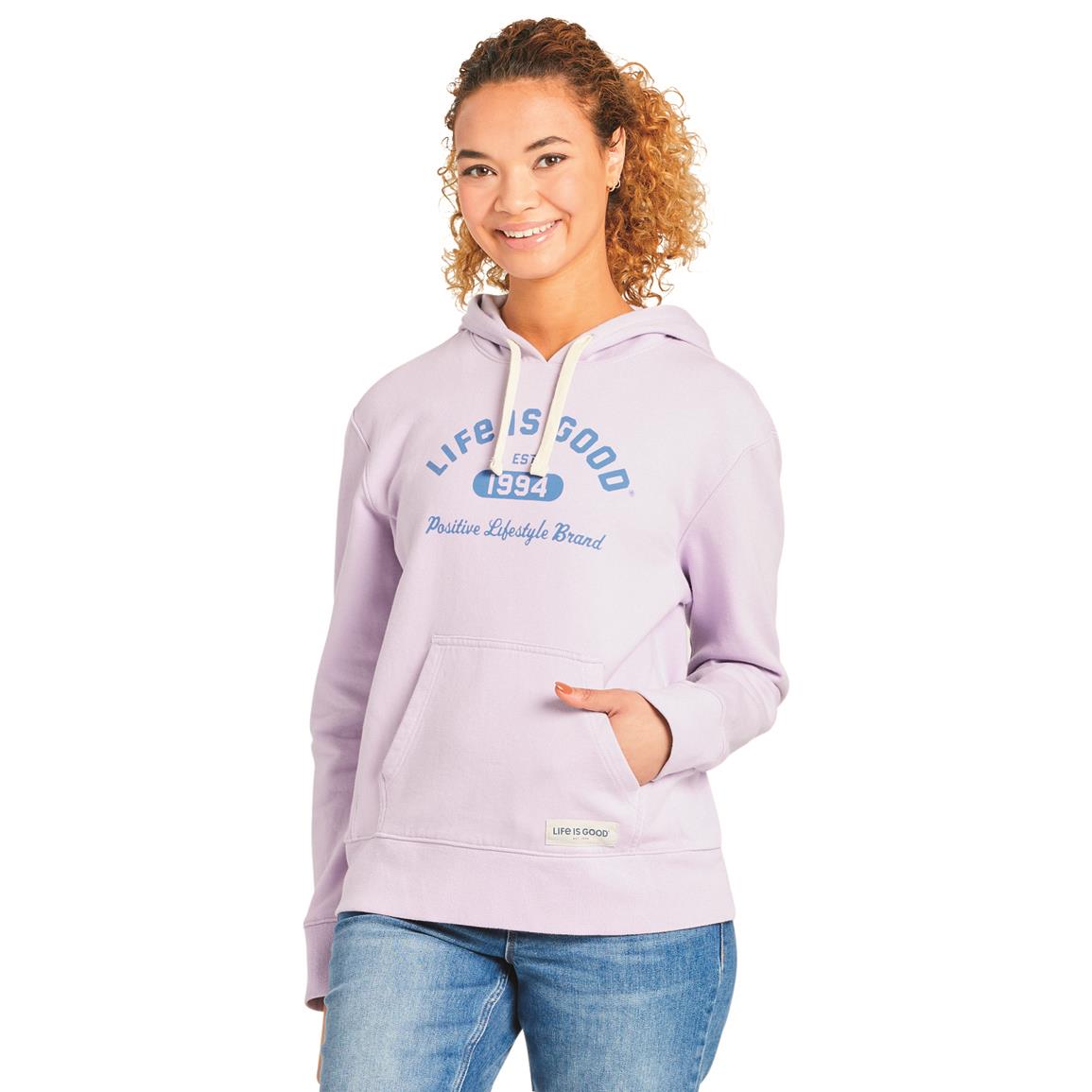 Life Is Good Women's Simply True Positive Life Hoodie, Lilac Purple