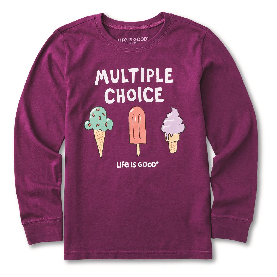Life is Good Kids' Multiple Choice Ice Cream Long-Sleeve Crusher Tee, Purple Haze