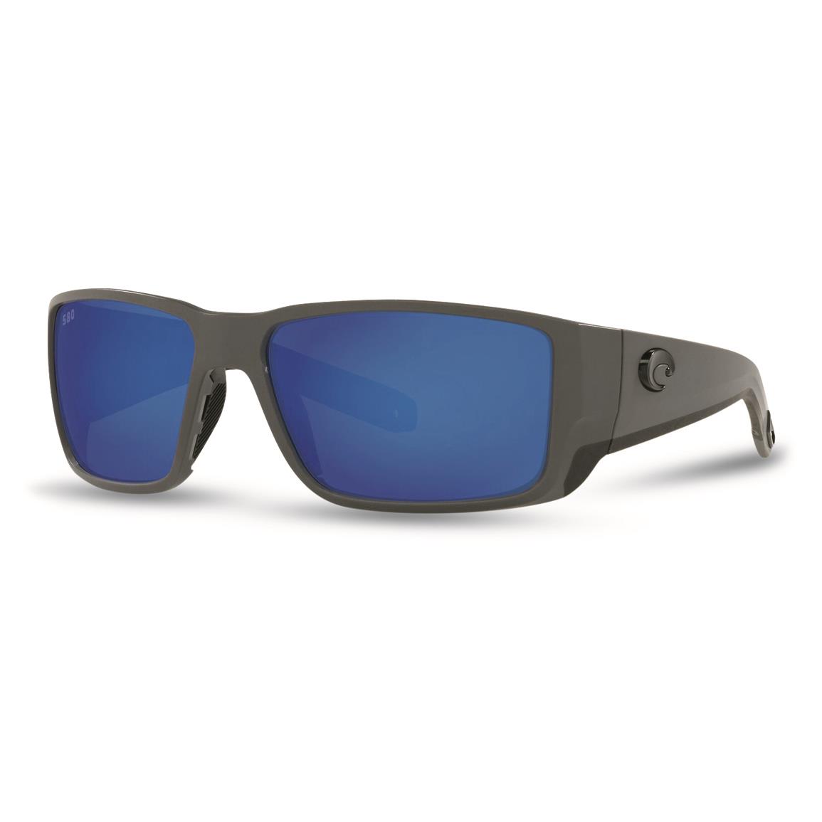 Costa Men's Blackfin Pro 580G Polarized Sunglasses, Matte Gray/blue Mirror