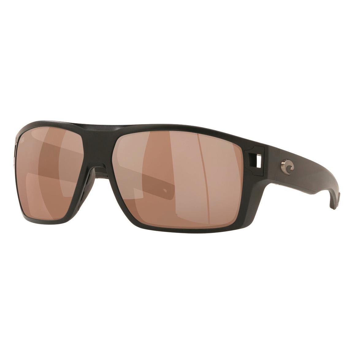 Costa Men's Diego 580G Polarized Sunglasses, Black/silver Mirror