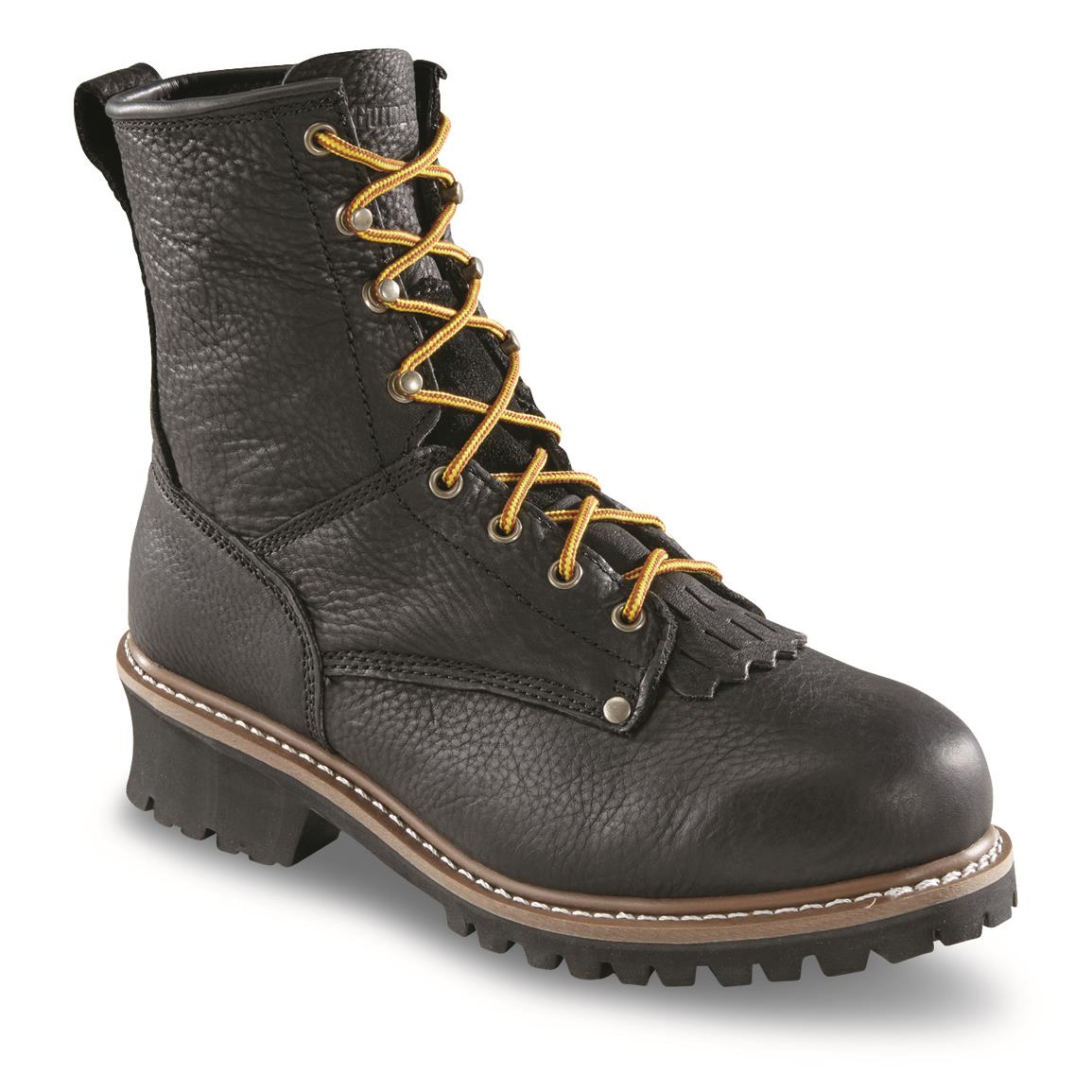 Guide Gear Men's Sawtooth Steel Toe Logger Boots, Black