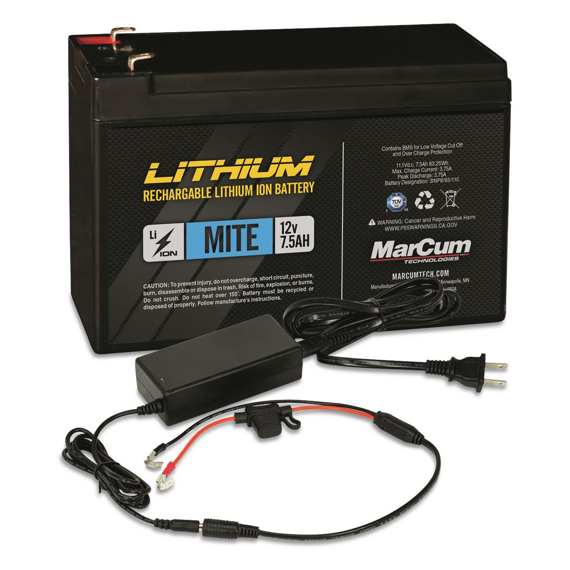 MarCum Mite 12V 7.5Ah Lithium-Ion Battery and 3-Amp Charger Kit