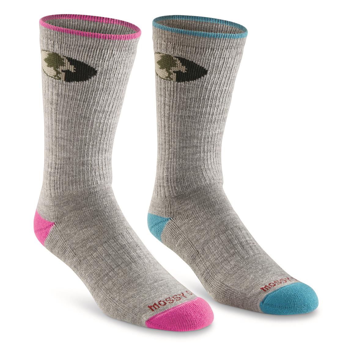 Women's Mossy Oak Boot Socks, 2 Pairs, Fuchsia/turquoise