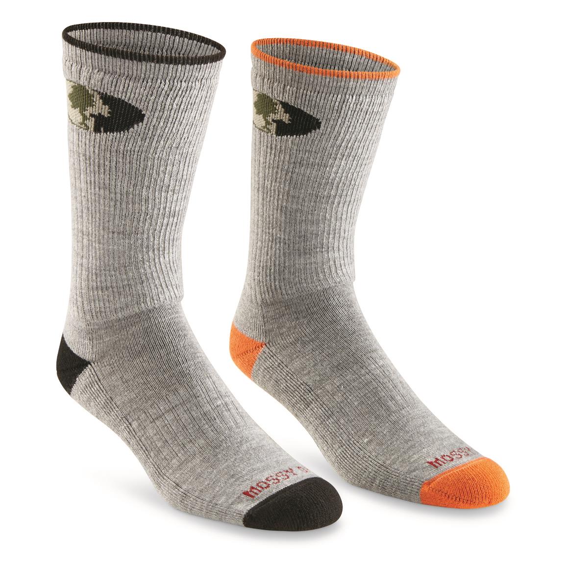 Men's Mossy Oak Boot Socks, 2 pack, Black/orange