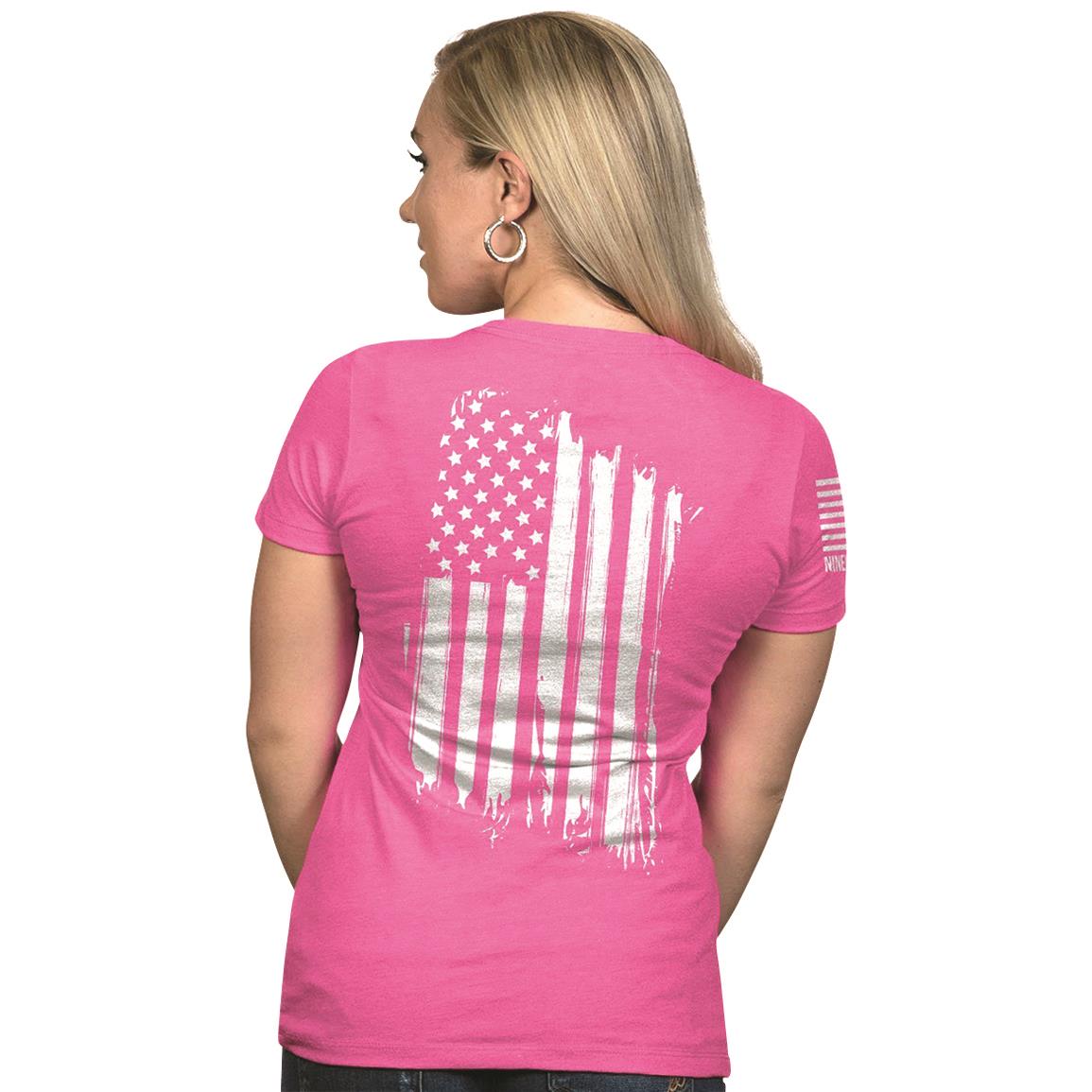 Nine Line Women's America V-neck T-shirt, Berry