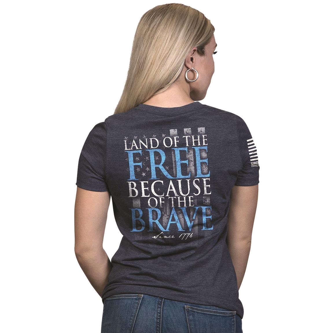 NIne Line Women's Because of the Brave V-neck T-shirt, Navy
