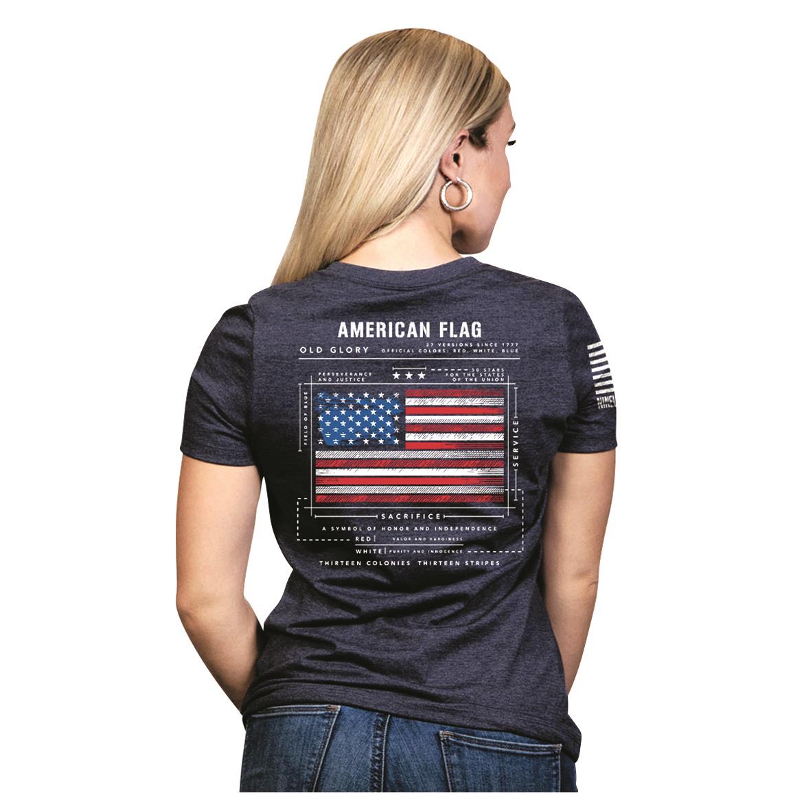 Nine Line Women's Limited Edition Flag Schematic V Neck T-shirt, Navy