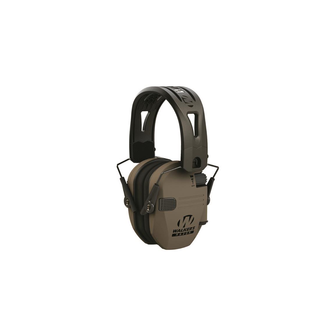 Walker's Razor Tacti-Grip FDE Hearing Protection Muffs, 23dB NRR