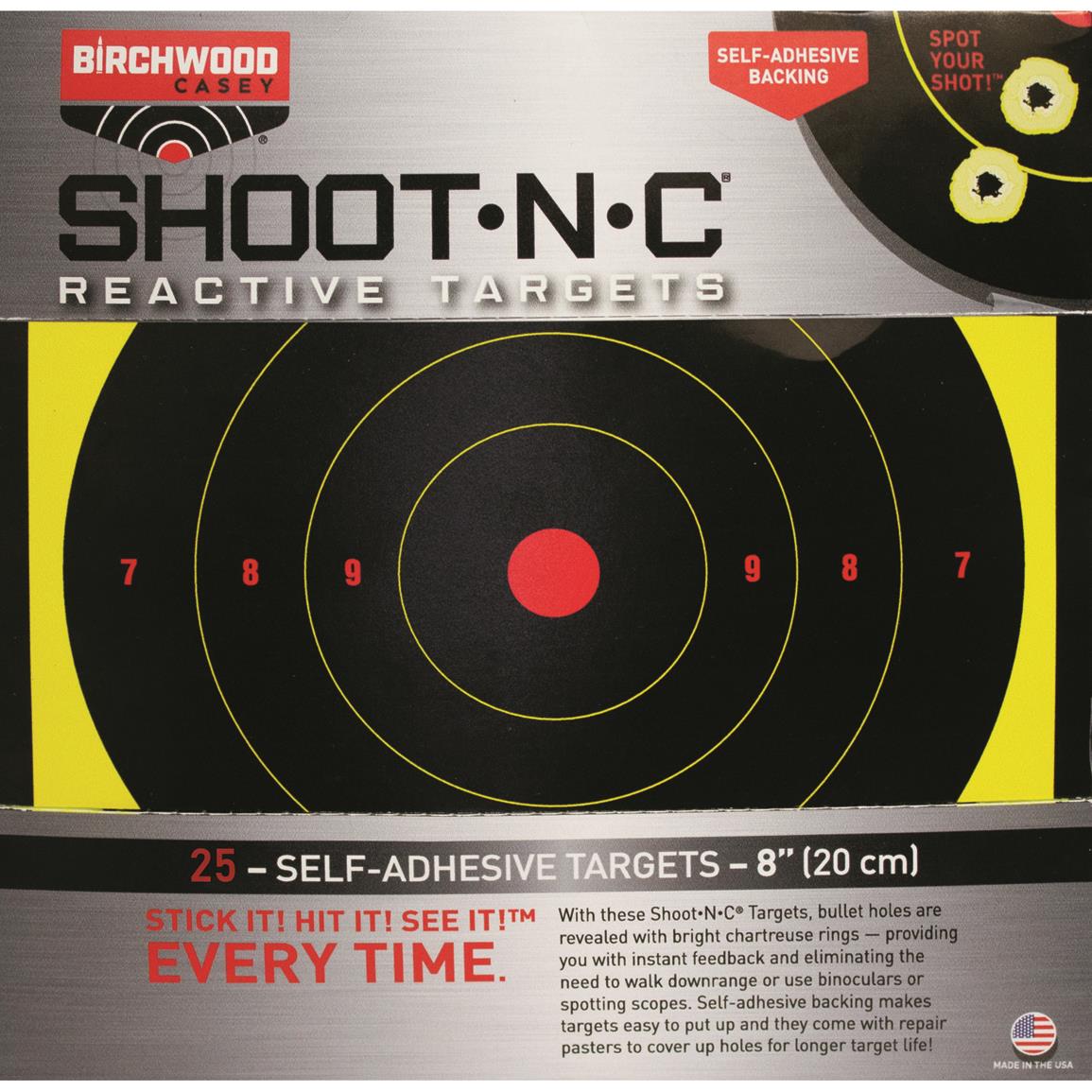 Birchwood Casey 8" Shoot-N-C Reactive Targets, 25 Pack