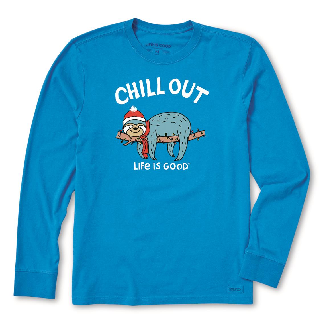 Life is Good Men's Holiday Chill Out Crusher Shirt, Royal Blue