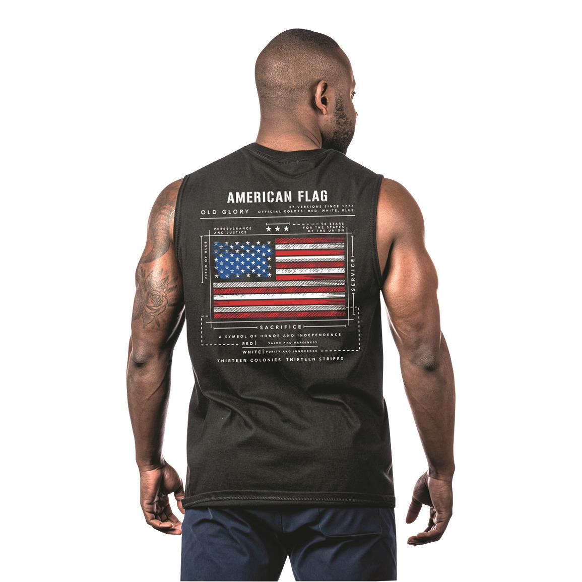 Nine Line Limited Edition Flag Schematic Sleeveless Muscle Tee, Black