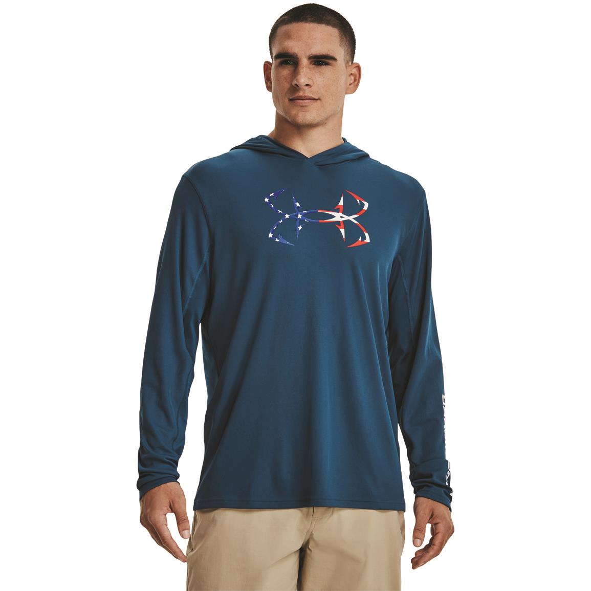 Under Armour Iso-Chill Freedom Hook Hoodie, Deep Sea/white