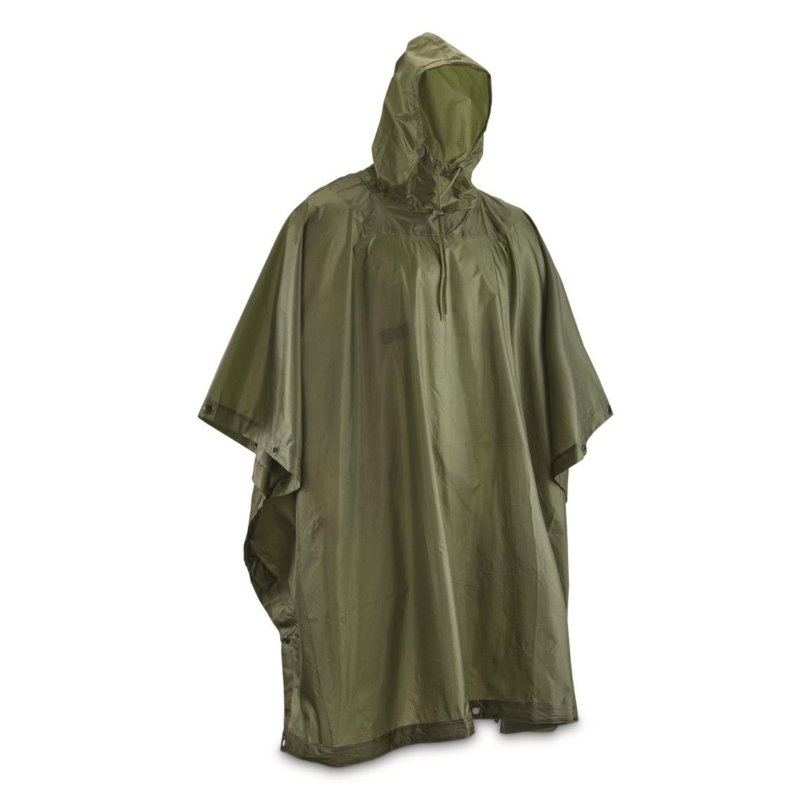 Brooklyn Armed Forces Enhanced Military Poncho with Stuff Sack, Olive Drab