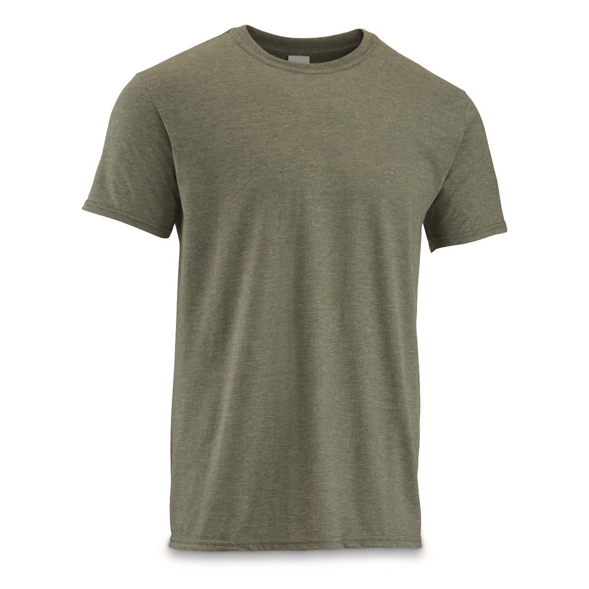 U.S. Military Surplus Combat T-Shirts, 12 Pack, Heather Green, New, Military Heather Green