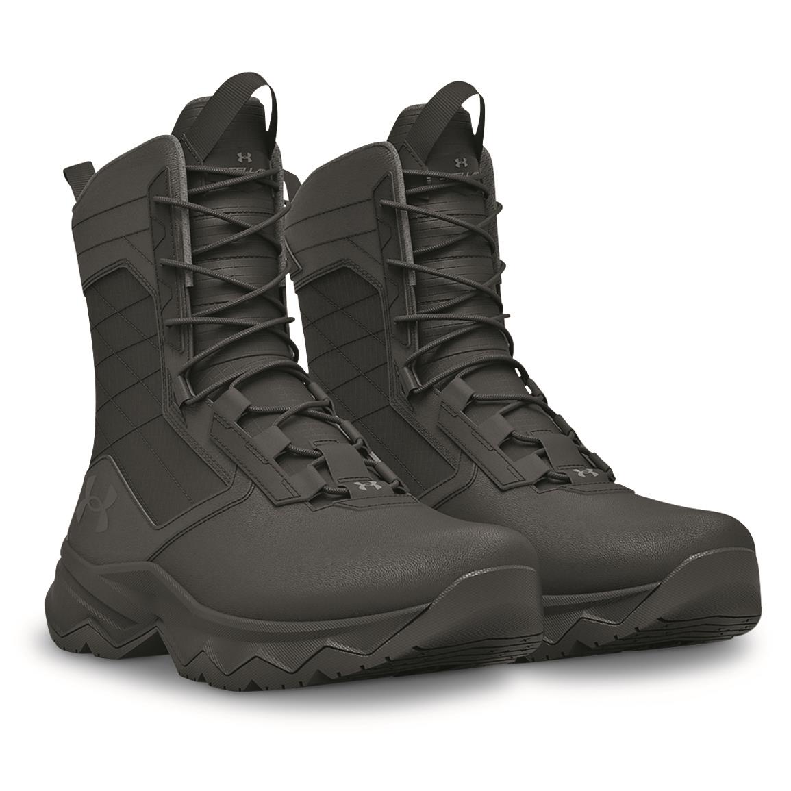 Under Armour Men's Stellar G2 Waterproof Tactical Boots, Black/Black/Pitch Gray
