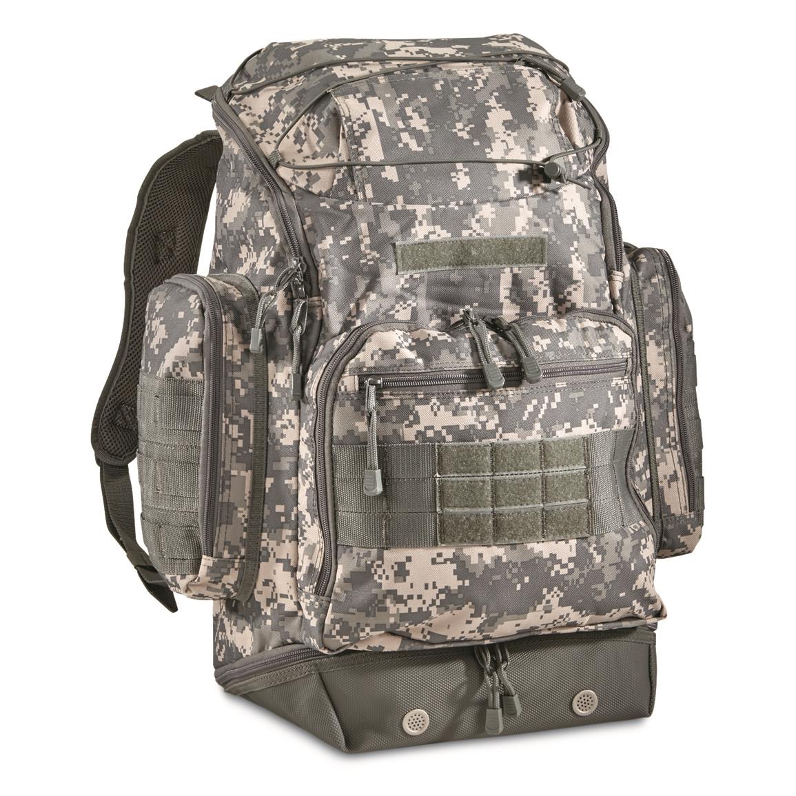 MOLLE compatible for adding more pouches and gear, ACU