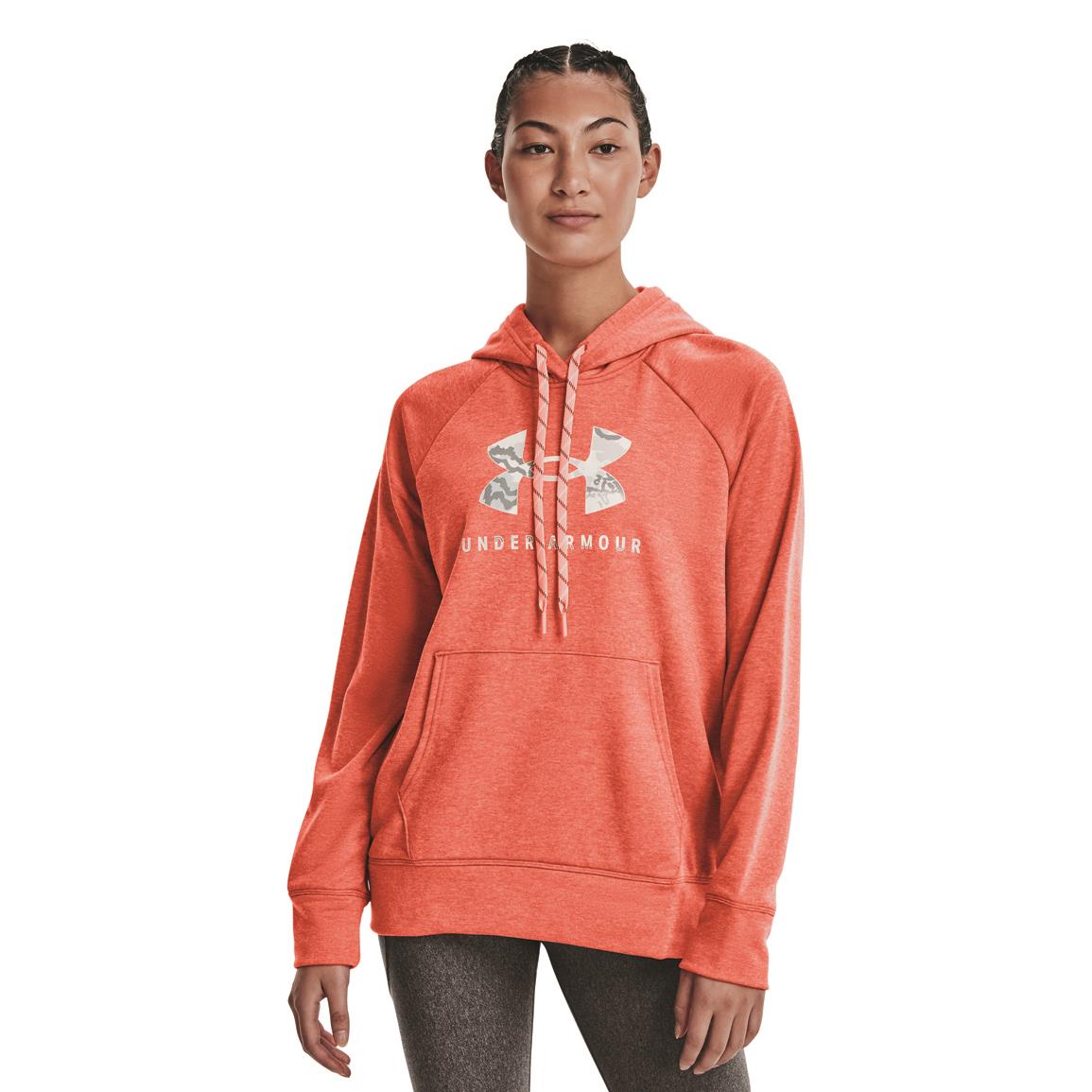 Lightweight, breathable 80/20 cotton/polyester French terry fleece, Electric Tangerine/ua Snow Camo