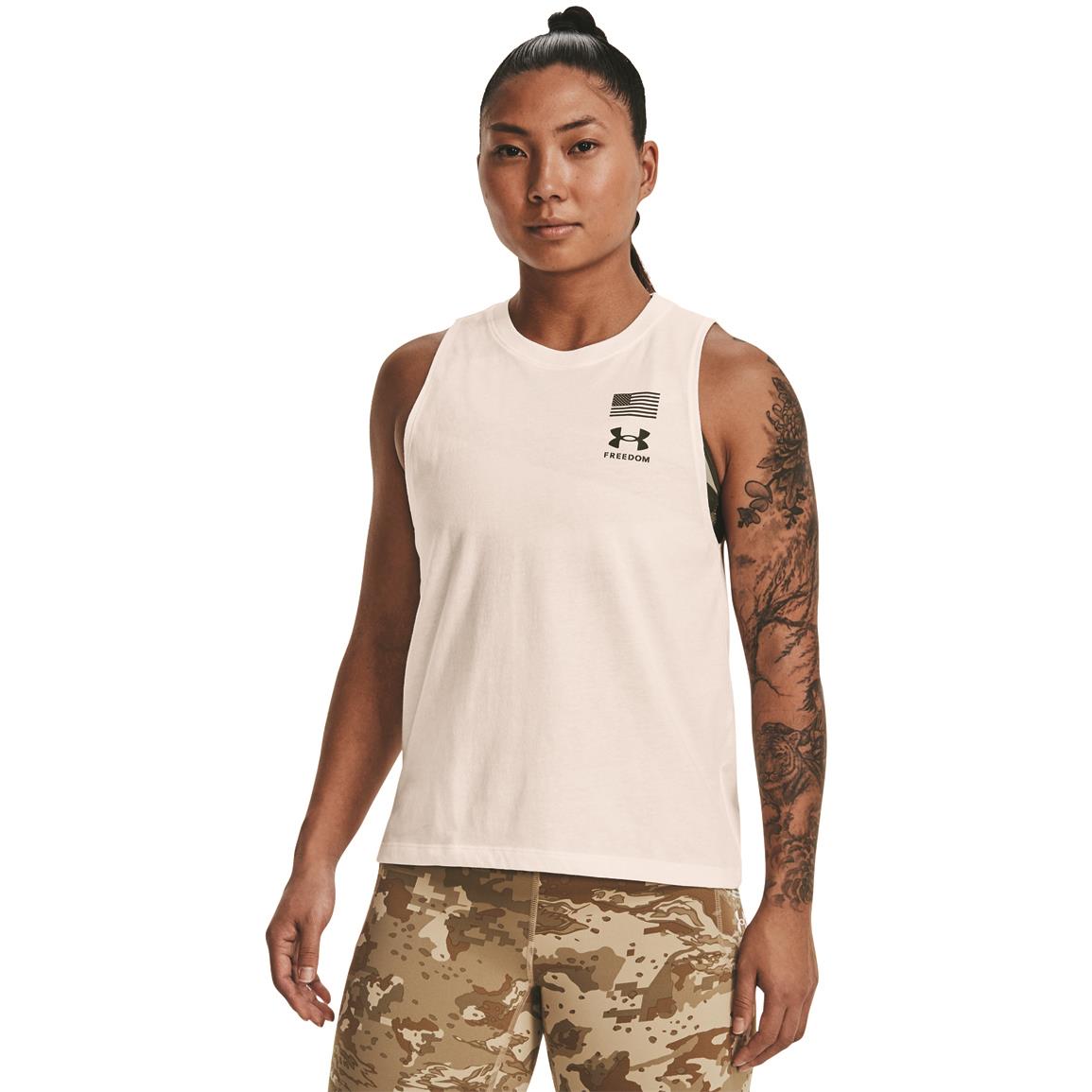 Under Armour Women's Freedom Repeat Muscle Tank Top, Onyx White/marine Od Green