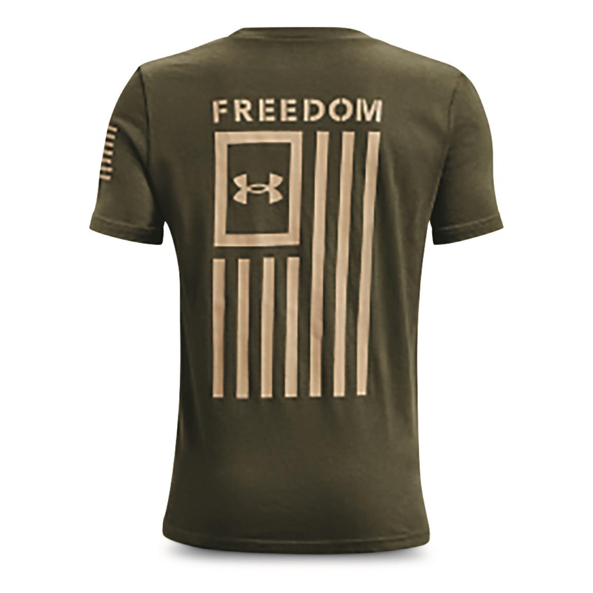 Under Armour Boys' Freedom Flag Shirt, Marine OD Green/Desert Sand