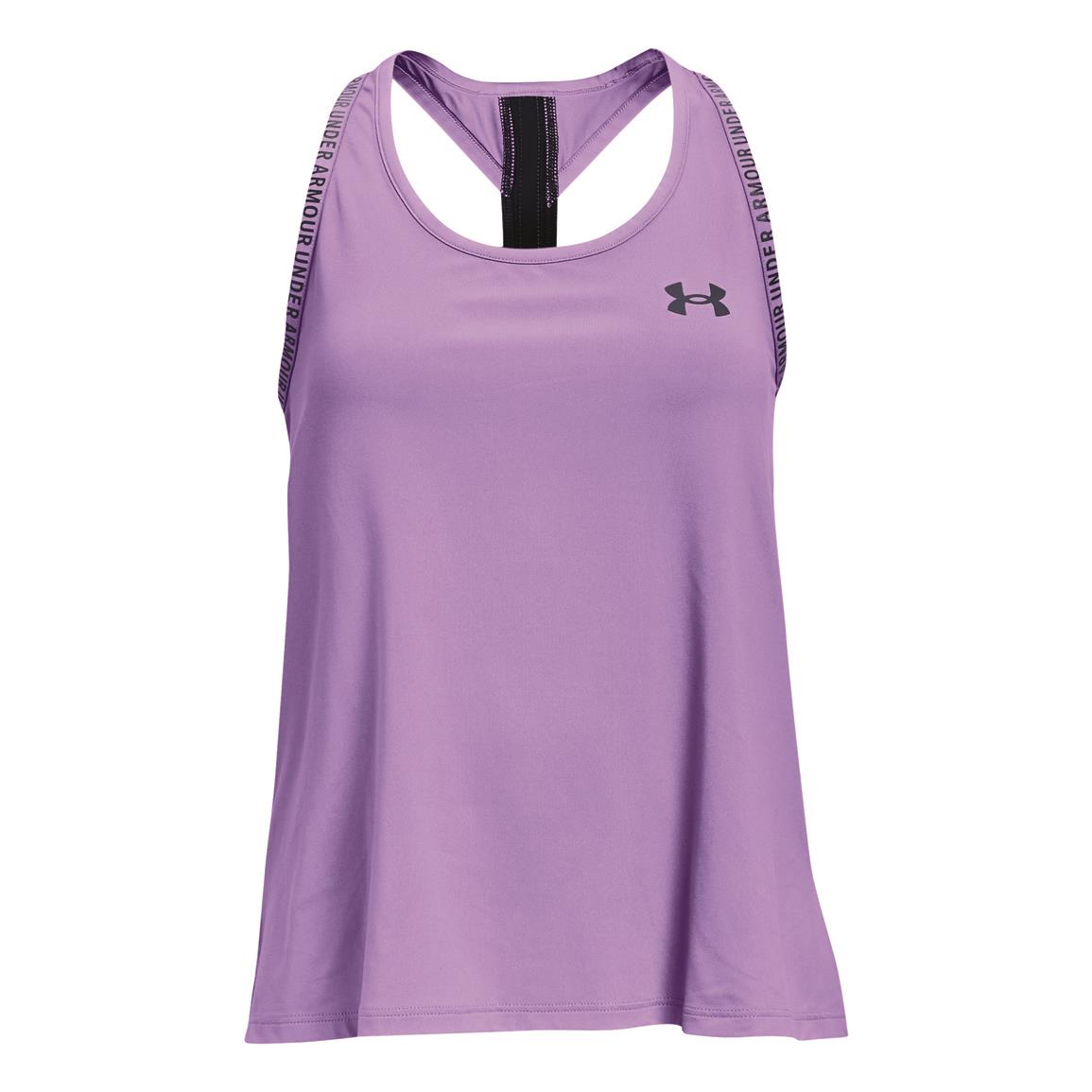 Under Armour Girls' Knockout Tank Top, Vivid Lilac/midnight Navy/utility Blue