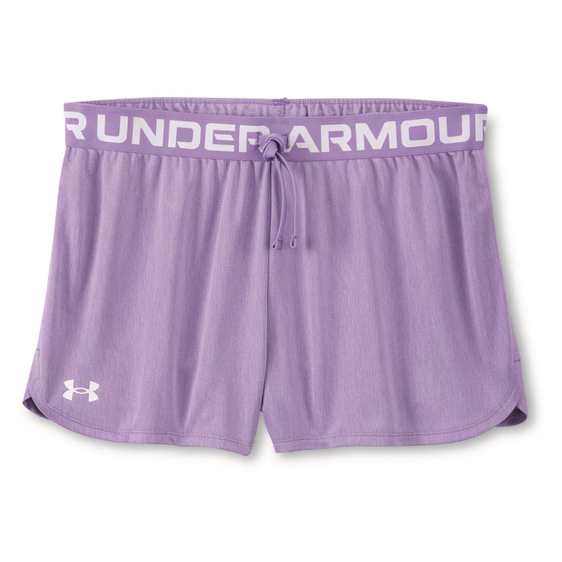 Under Armour Girls' Play Up Twist Shorts, Vivid Lilac/white