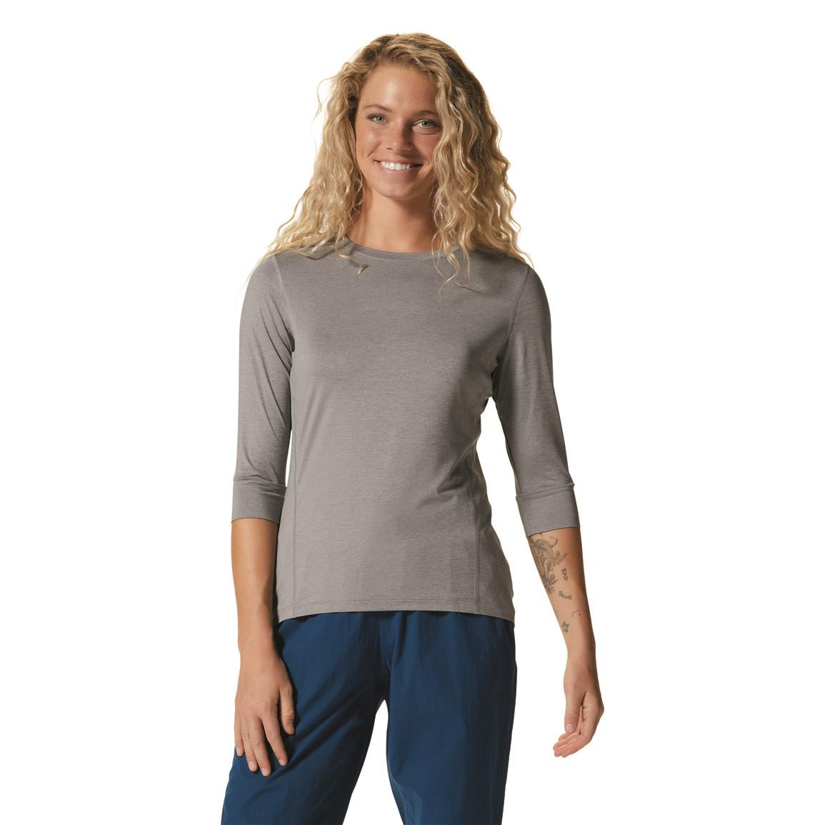 Mountain Hardwear Women's Crater Lake 3/4 Crewneck T-Shirt, Mantra Grey Heather