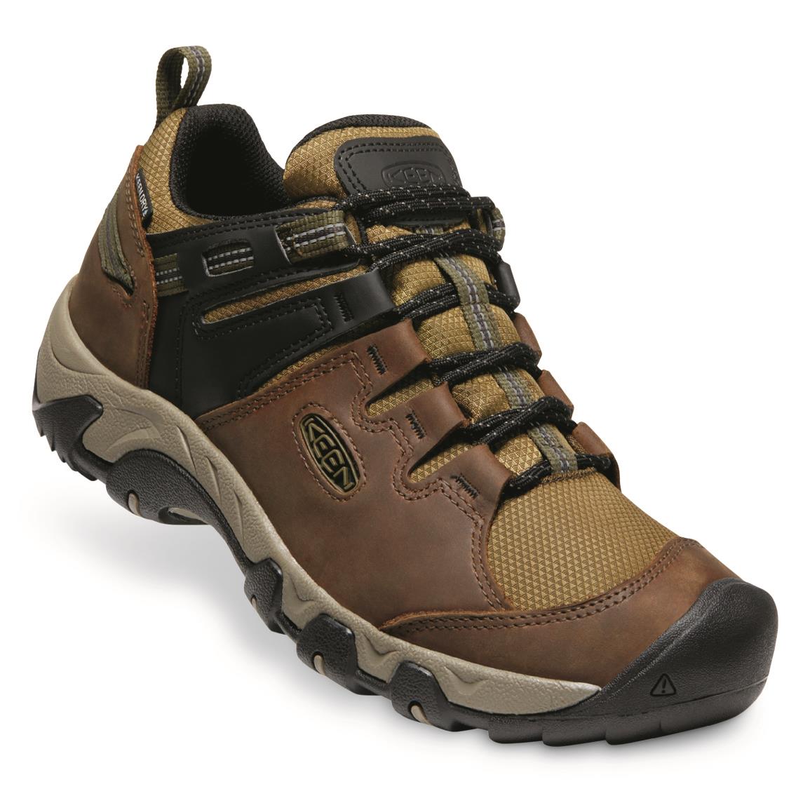 KEEN Men's Steens Waterproof Hiking Shoes, Brindle/dark Olive