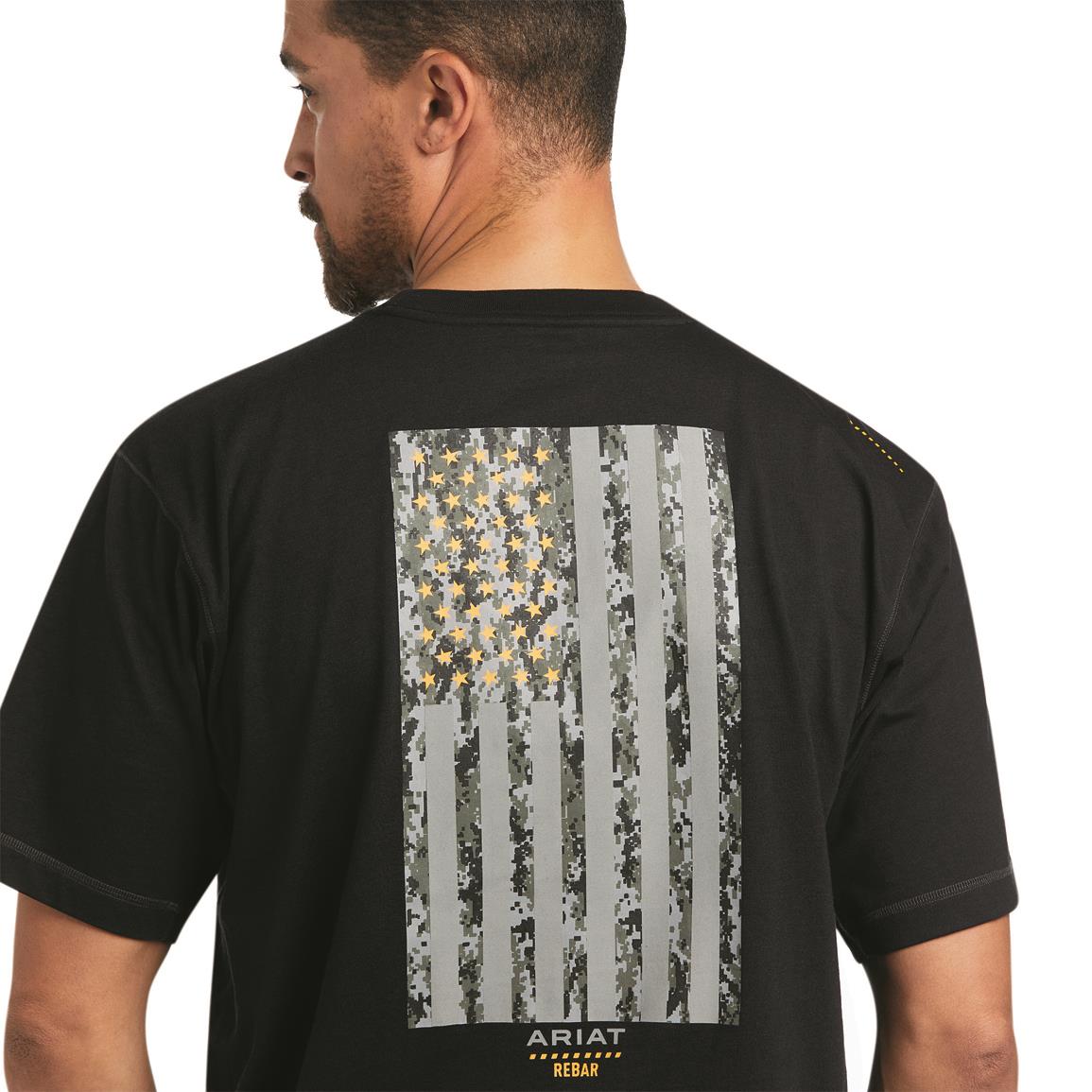 Ariat Men's Rebar Workman Reflective Flag Shirt, Black