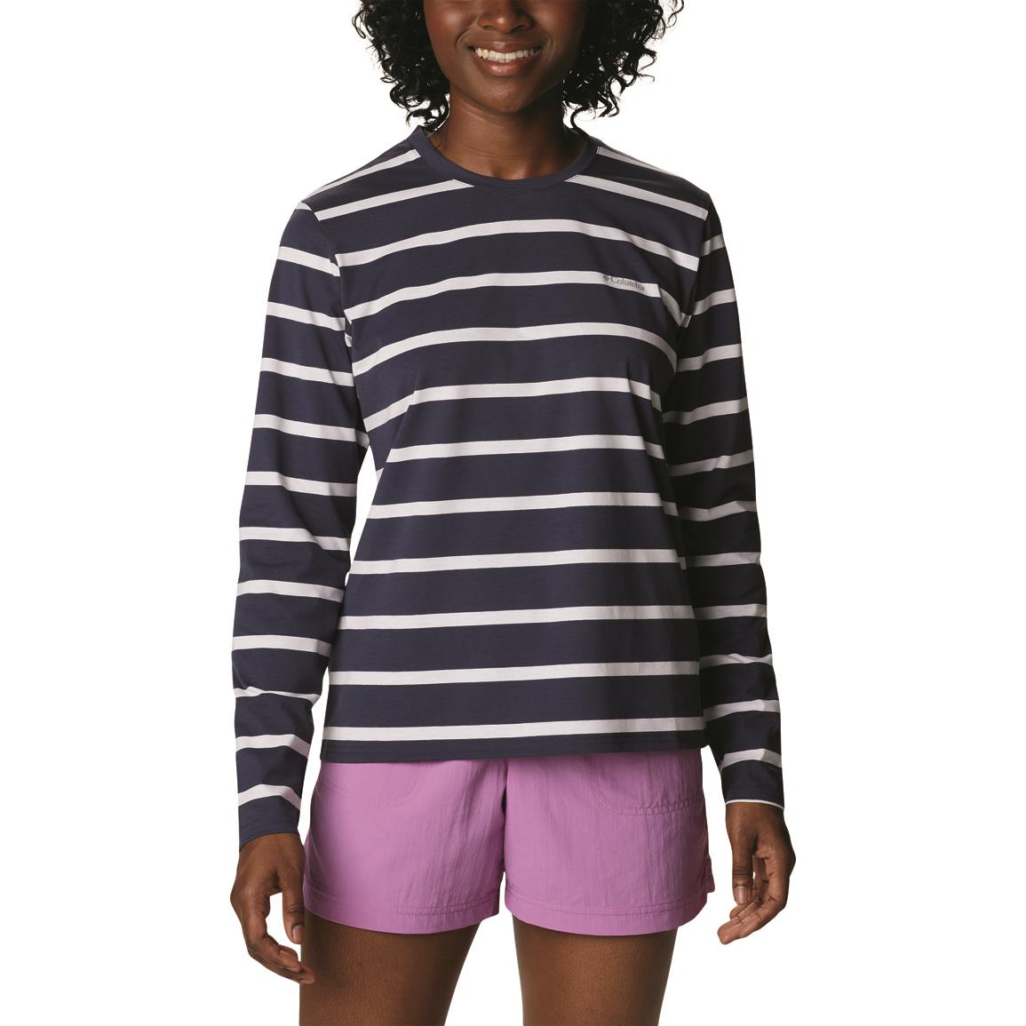 Columbia Women's Sun Trek Pattern Long Sleeve Shirt, Nocturnal Sunrise Stripe