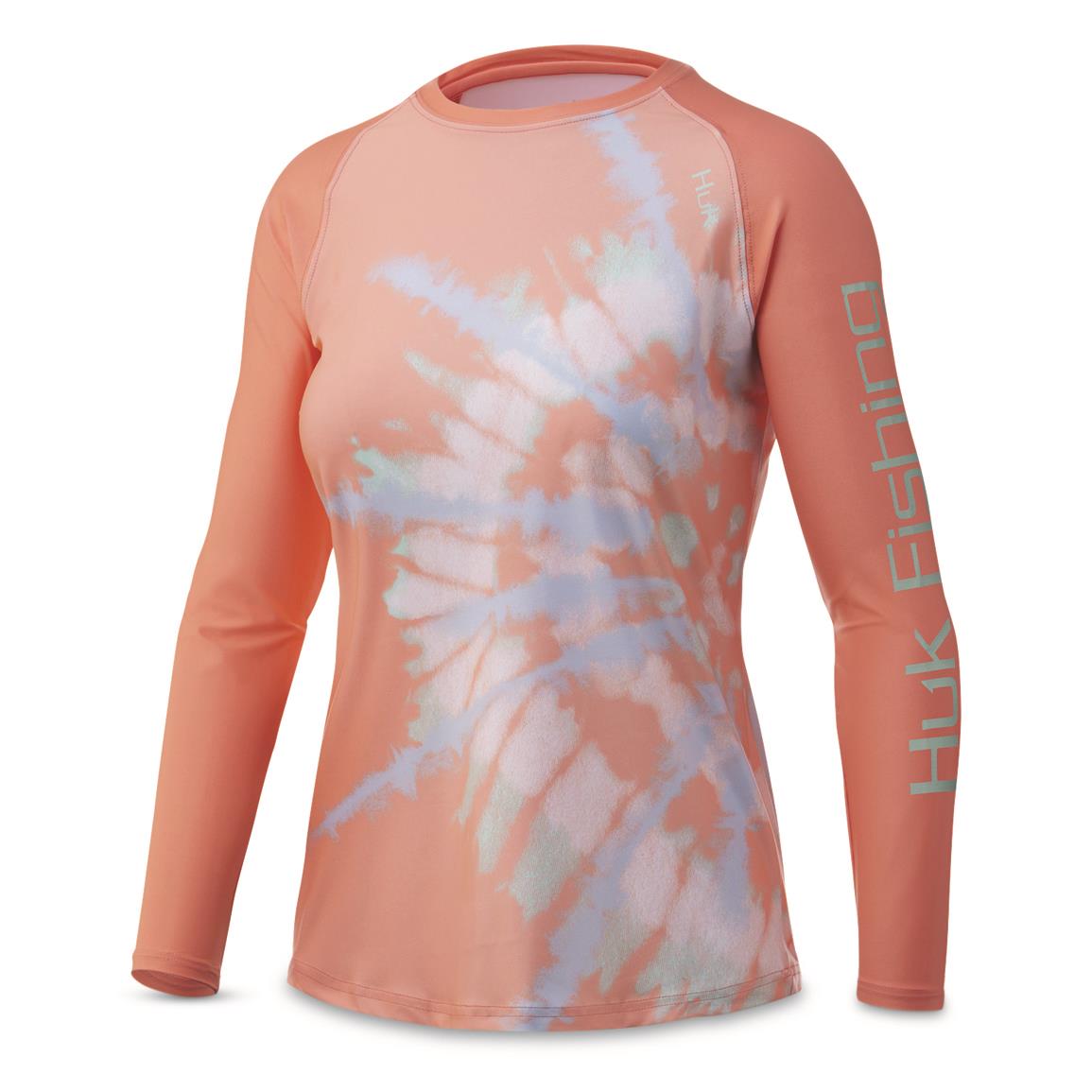 Huk Women's Spiral Dye Double Header Long-Sleeved Performance Shirt, Desert Flower