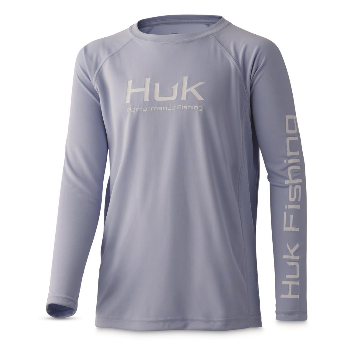Huk Youth Pursuit Long Sleeve Fishing Shirt, Coastal Sky