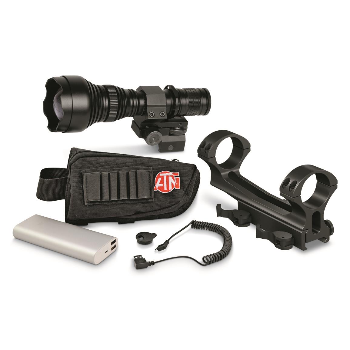 ATN X-Sight LTV Ultimate Accessory Bundle, IR850 IR Illuminator, Extended Battery Kit & Scope Mount