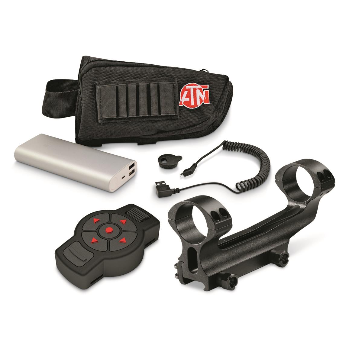 ATN ThOR 4 Ultimate Accessory Bundle, X-TRAC Remote, Extended Battery Kit, and 30mm QD Scope Mount