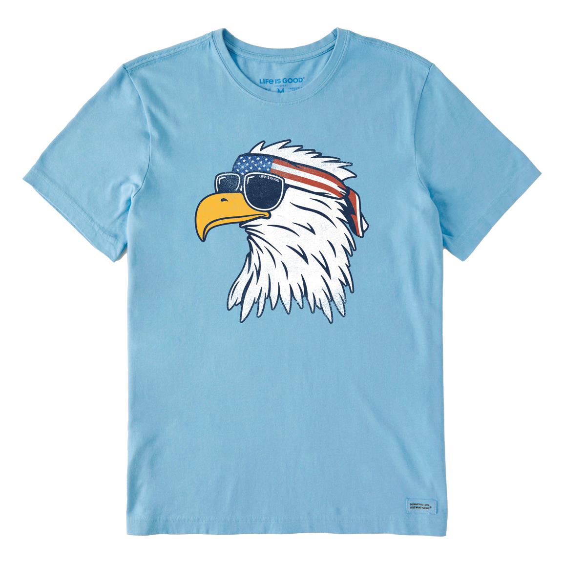 Life Is Good Men's Patriotic Eagle Crusher Shirt, Cool Blue