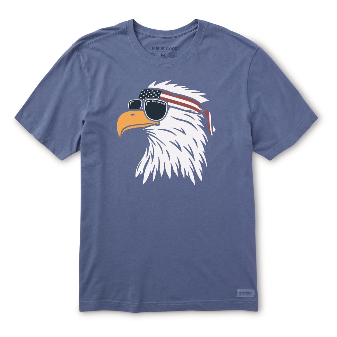 Life Is Good Men's Patriotic Eagle Crusher Shirt, Vintage Blue