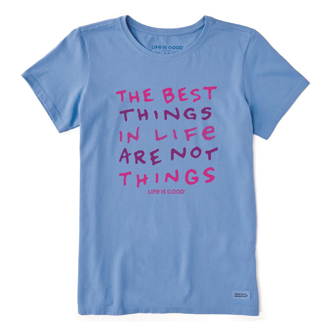 Life Is Good Women's Best Things in Life Crusher Lite Shirt, Cornflower Blue