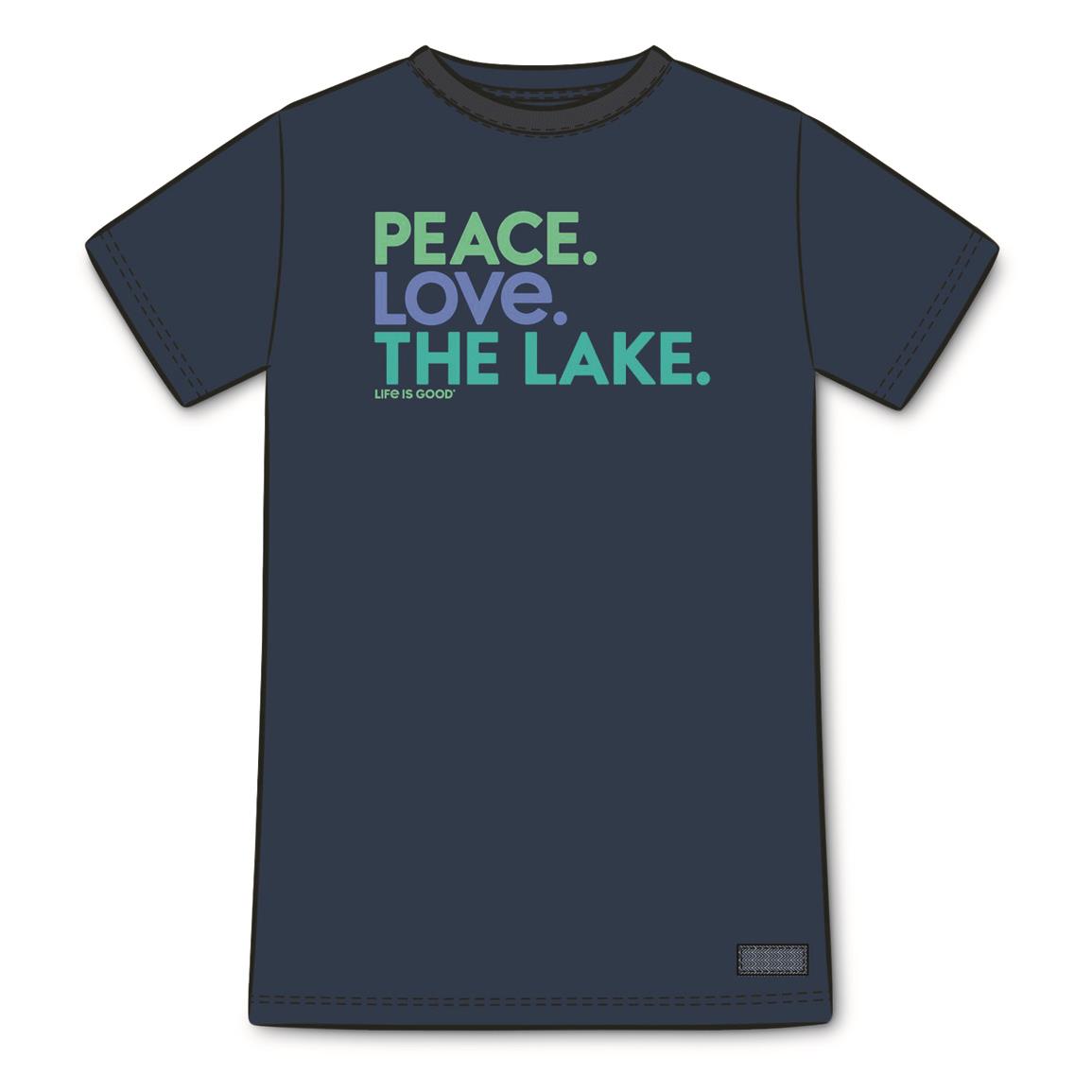 Life Is Good Women's Peace Love Lake Crusher Lite Shirt, Darkest Blue